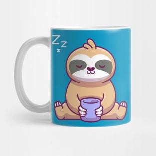 Cute Sloth Sitting And Holding Cup Cartoon Mug